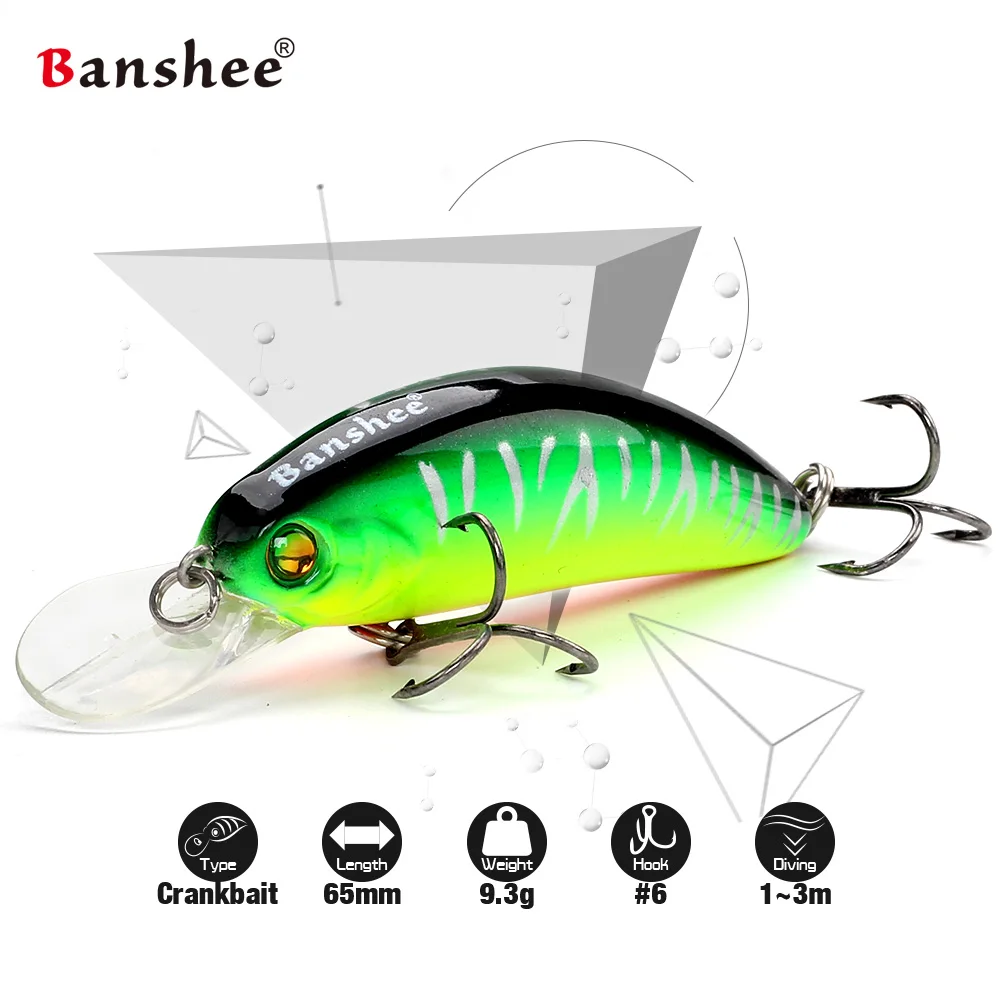 Banshee 65mm 9.3g Floating Wobbler For Fish Bass Fishing Lures Trolling Artificial Pike Bait Cranks/Hard Crankbaits Black Minnow