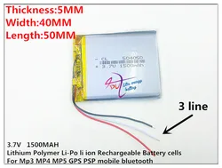 3-liniowy 504050   3.7V 1500MAH (polimerowy akumulator litowo-jonowy / litowo-jonowy) do inteligentnego zegarka, GPS, mp3, mp4, telefonu komórkowego, głośnika