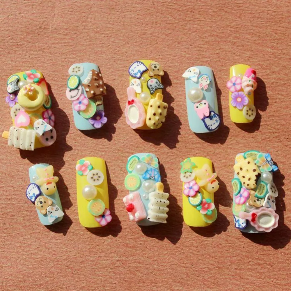 50 sztuk kolorowe dekoracje paznokci sztuki Tiny miękka ceramika plastry glina polimerowa paznokci dekoracje artystyczne porady brokat DIY urok