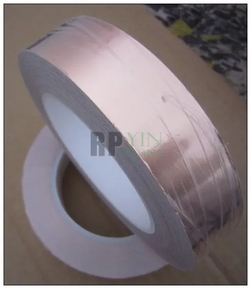 35 มม.* 30 เมตร * 0.06 มม.ด้านConductทองแดงฟอยล์กาวShieldingTape StickyสำหรับEMIกาวไฟฟ้าbonding