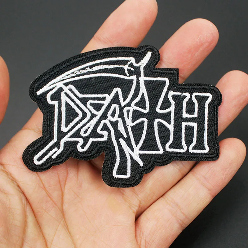 Cool White Letters Punk Rock Music Patches for Cloth Iron On Embroidered Badges Appliques for Jackets Jeans Stickers