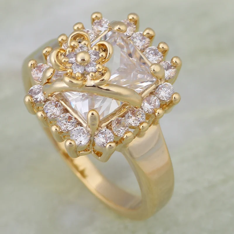 Exquisite Rings  Gold White Cubic Zirconia Fashion Jewelry for women Rings size 6 7 8 9 10 AJR014