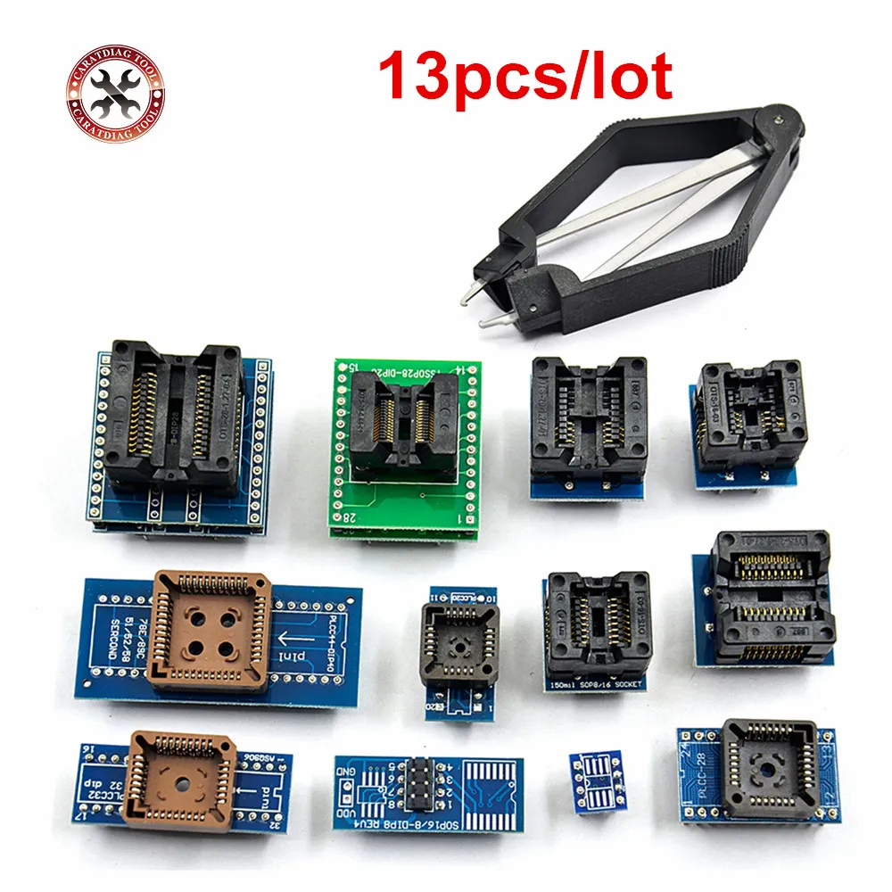 NEWST 13PCS Whole Set Universal Adapter Socket IC Extractor for Programmer TL866ii Plus TL866A TL866CS EZP G540