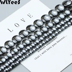 WLYeeS expand Coin beads Black Natural Hematite Stone 4 6 8 10mm Flat Round Loose beads for DIY Jewelry Necklace Bracelet Making