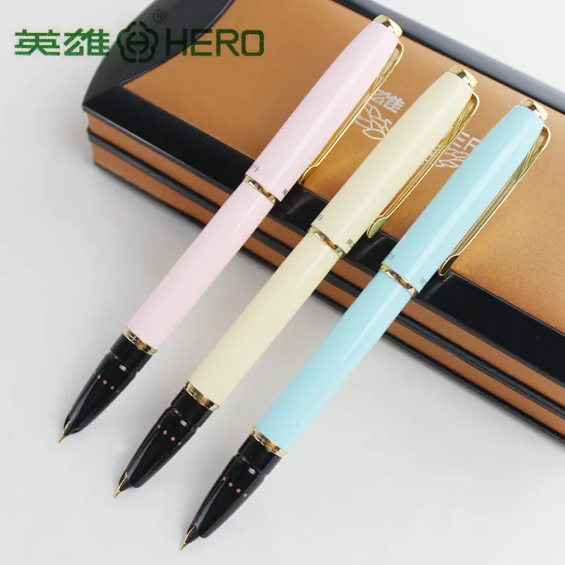 Hero pens authentic 1079 ultrafine pen 0.38mm students Word Office business gift box black pink blue Elegant ladies