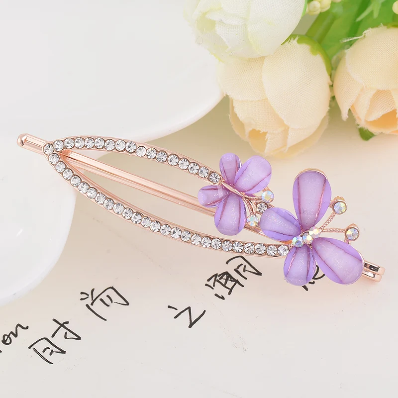 EASYA Fashion Rhinestone Butterfly Hairpins Headwear Jewelry Elegant Crysatal Hair Clips Hair Accessories For Women Girls