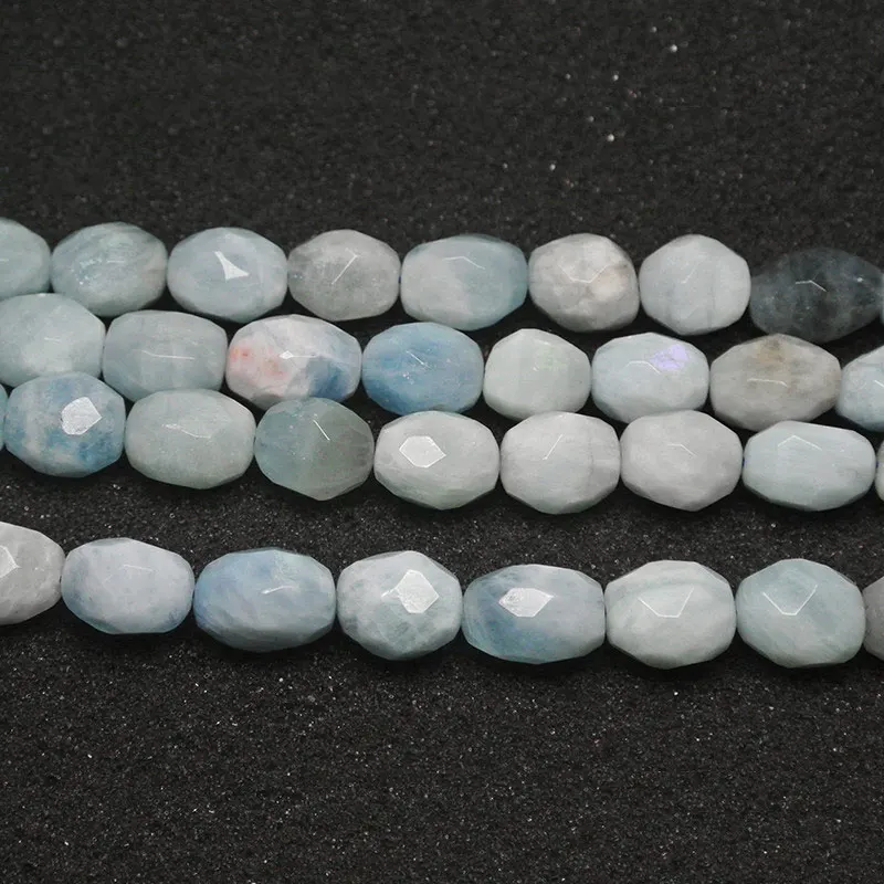 12x15mm Faceted Freeform Blue Aquamarine Beads Natural Stone Beads For Jewelry Making Beads 15'' Needlework DIY Beads Trinket