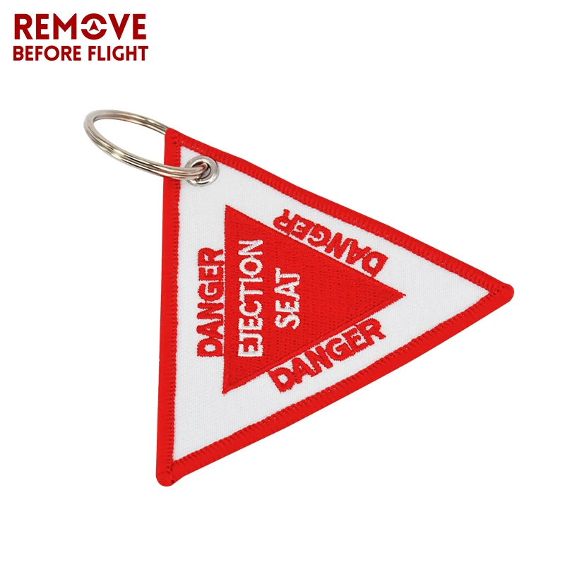 9CM Triangle Ejection Seat Motorcycle Keychain chaveir Key Ring for Motorcycle Cars Embroidery OEM Fashion Key Chain Bijoux