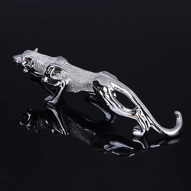 Exquisite Resin Leopard Miniature Handmade Rhinestone Panther Figurine Wildlife Adornment Gift and Craft Trinket Accessories