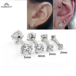 1Pc Double Round Zircon Tragus Earring 2-5mm Zircon Anodized Internally Threaded Prong Gem Monroe 16G Tragus Helix Ear Piercing