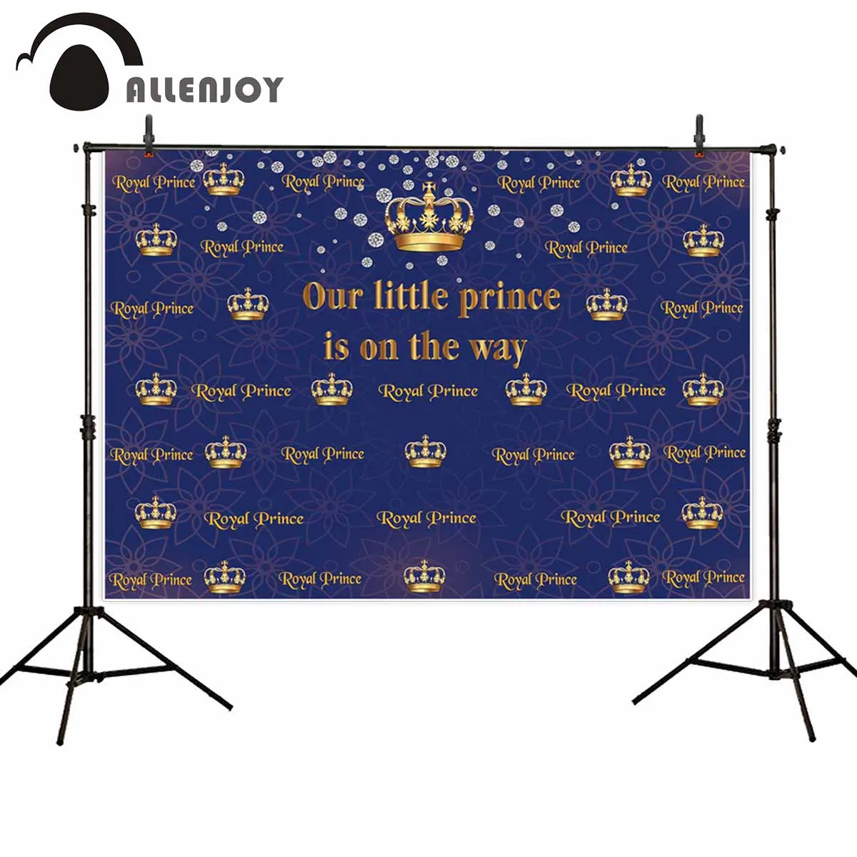 Allenjoy fondos fotograficos royal prince dark blue crown newborn babyshower home party photographic photophone for shooting