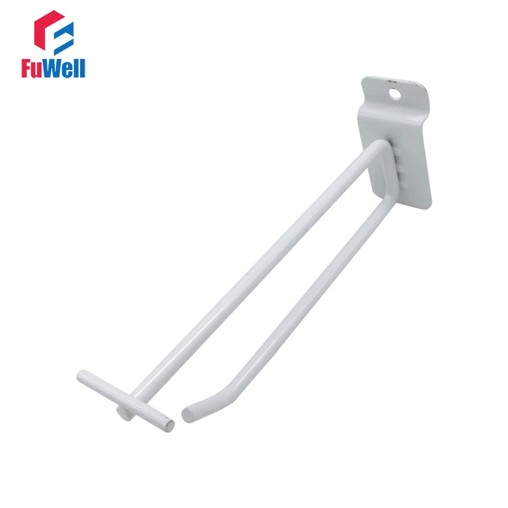 

5pcs White Slatwall Hooks 150/200/250/300/350mm Supermarket Display Hook Hanger Double Wires Display Hooks