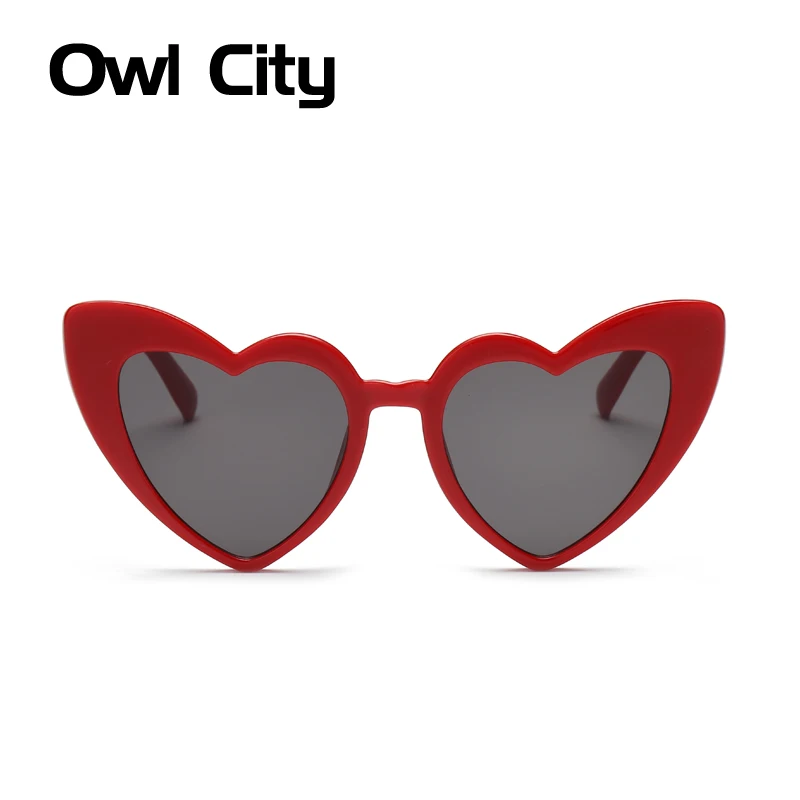 Owl City Heart Sunglasses Women Vintage Red Hearts Shaped Sunglass Ladies Retro Brand Designer Eyewear 90s for Female Shades