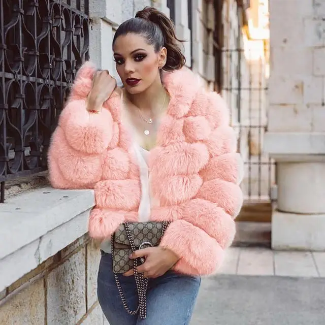 Laipelar, abrigo de piel sintética mullida para mujer, chaquetas de piel con capucha de gran tamaño para invierno, abrigo de piel grueso de manga larga, prendas de vestir para mujer para invierno