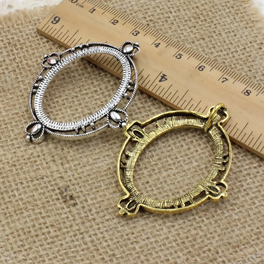 Fit 30x40mm Oval Cabochon Antique Silver/gold Frame Bezel Settings Pendant Tray blank Base DIY Making 5pcs/lot (K05282)