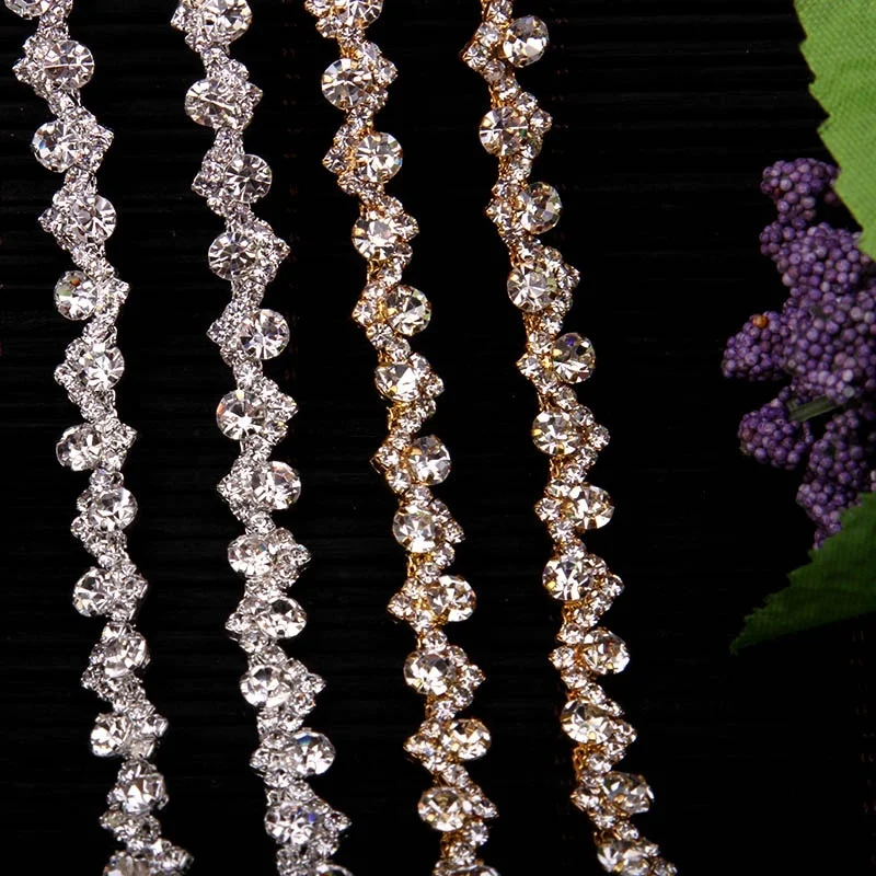 Wholesale 10yards Rhinestone crystal Chain Bridal Sash Rhinestone Applique, Wedding Applique,Rhinestone Trimming LSRT054