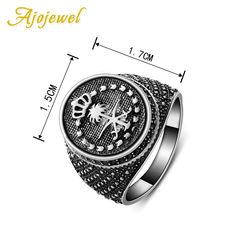 Ajojewel Antique Silver-color Men Ring Size 8 9 10  Anillo hombre Crown Male Jewelry Fashion Gift