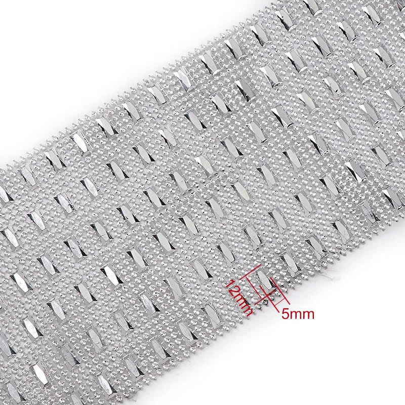 1 Yard 6 Righe 12*5mm Strass Disposizione Della Maglia (Senza Strass) argento di Plastica Cucire Per Il Mestiere di DIY Della Decorazione Dei Monili