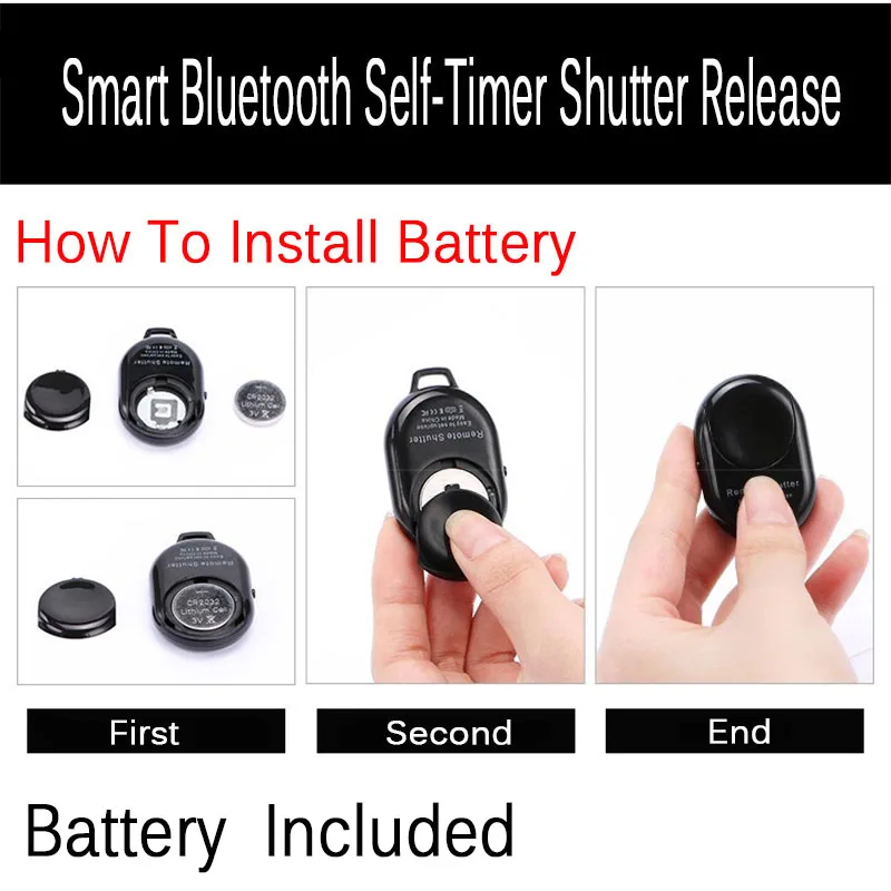 Bluetooth Remote Remote Button Camera Shutter Release Button With Battery for Selfie Camera Controller Bluetooth 4.0 for iPhone