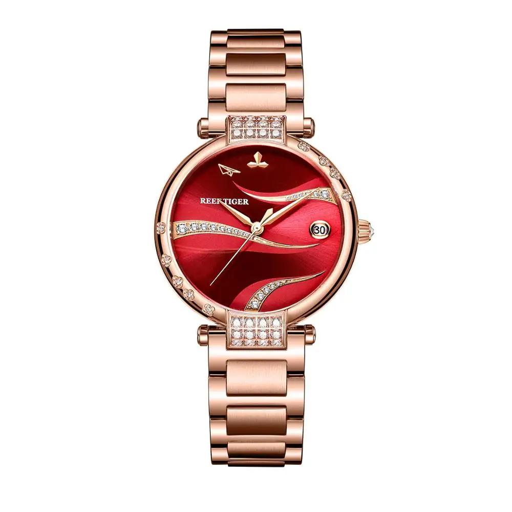 Reef Tiger automatic watch for women waterproof chic ladies mechanical watches dress luxury reloj mujer RGA1589 - steel band