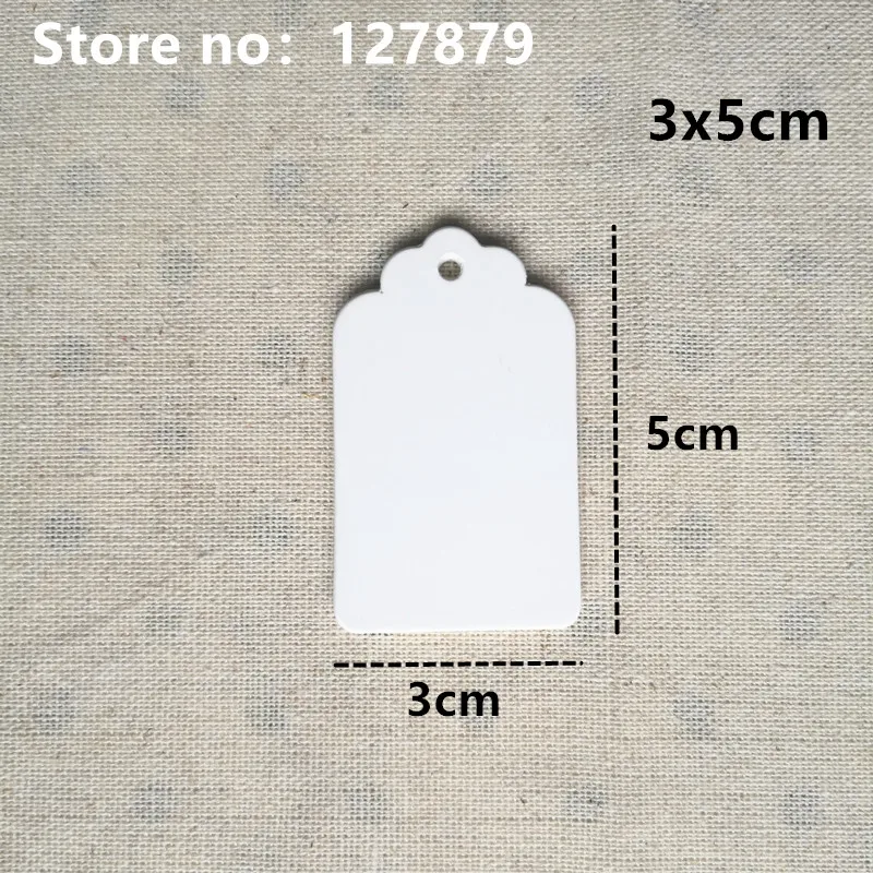 100pcs White Paperboard 7 sizes Packaging Hang Tags Wedding/Birthday Party Candy Boxes Price Tags for Flower/Cosmetics Labels