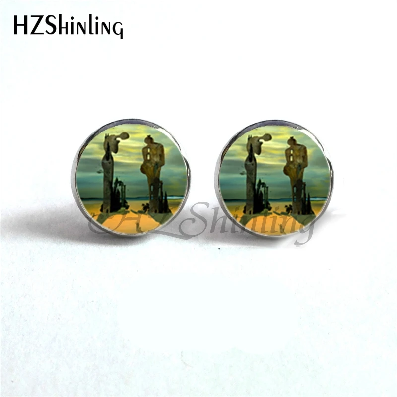 NES-00102 Salvador Dali Studs Ohrringe SalvadorDali Malerei Ohr Nagel Im Moment der Explosion Ohrring Glas Cabochon HZ4