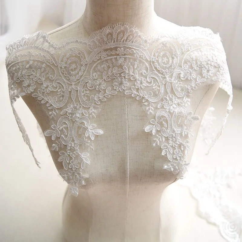 3Y-6Yards/Lot Refined Luxury with Continental Car Bone Sequined Lace Wedding Dress Accessories Lace Trim For Bridal Dress