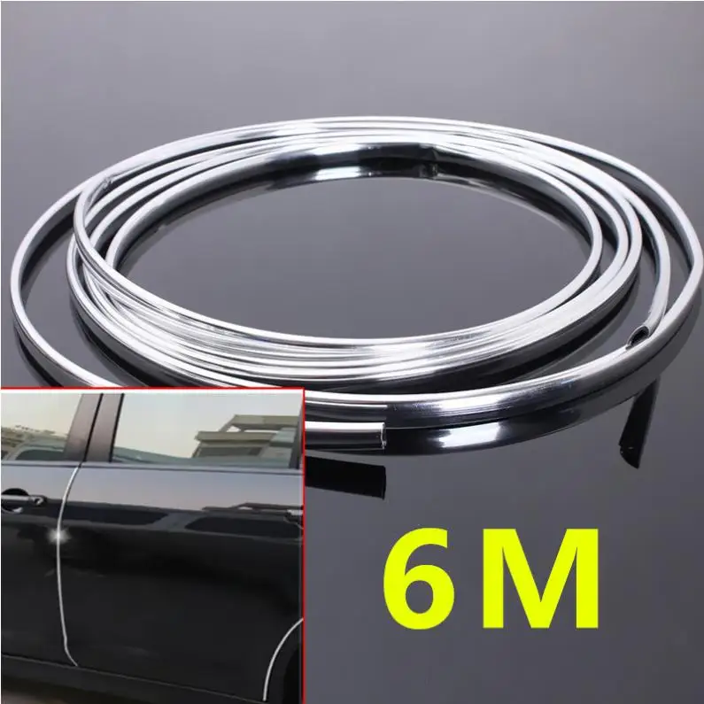 

6meters x 6MM CHROME Car Door Edge Scratch Guard Protector Strip Roll RIM MOULDING "U" STYLE