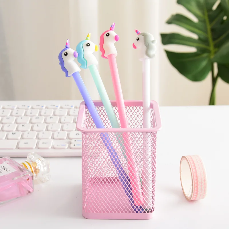 2pcs Korean Wholesale Gel Pen Cartoon Unicorn Student Writing Pen Office Pens For School Tools Kawaii School Supplies Escolar