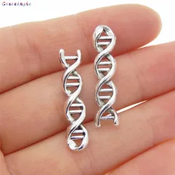 50pcs/pack New Fashion DNA Biology Double Helix Shape Charms Handmade Zinc Alloy Necklace Pendant Jewelry Women Men DIY Findings