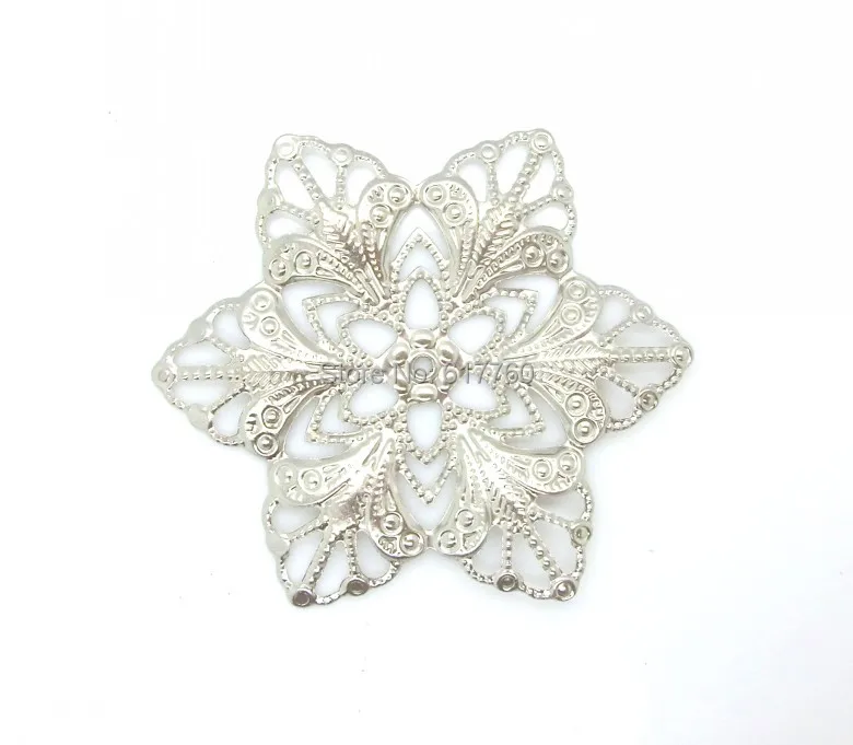 

Free shipping-50Pcs Bead Caps Flower Silver Tone(Fits 28mm Beads) Hollow 5.7cm x 5cm Jewelry Findings DIY Connectors J0600