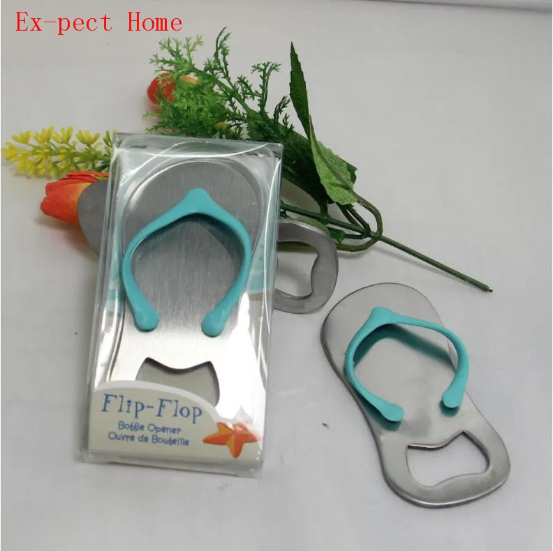 100Pcs Pop the Top Flip Flop Bottle Opener Stainless Steel Slipper Bottle Opener With Box Wedding Favors Gifts bottle openers