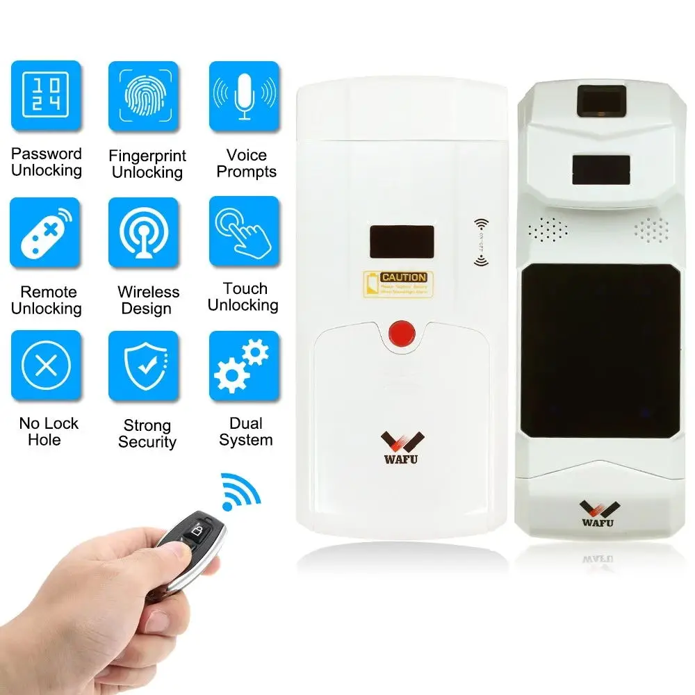 WAFU Wireless Smart Invisible Fingerprint Remote Lock Keyless Entry Door Lock Security Anti-theft Locks with Fingerprint Keypad