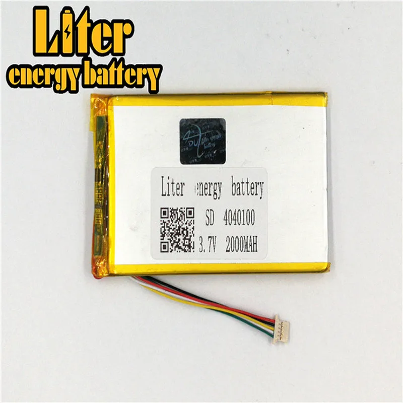 Batería de polímero de litio de 1,0 MM, conector de 5 pines, 4040100, 3,7 V, 2000mah, para equipos de belleza médica, tableta, pc, 7 pulgadas, MP4, MP5
