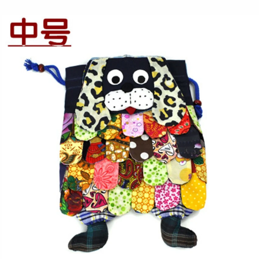 

New cartoon animal bag puppy national wind cloth backpack wholesale cute creative cloth bag medium