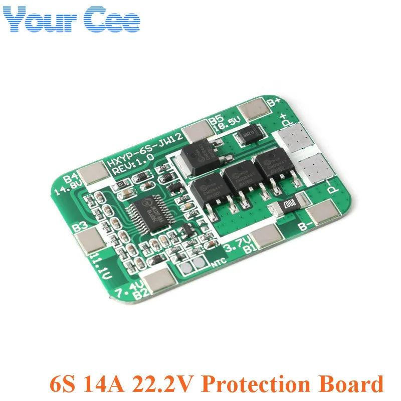 6S 14A 22.2V PCB BMS Protection Board Module For 18650 Li-ion Lithium Battery Cell Charger Chargering Protect 25.2V