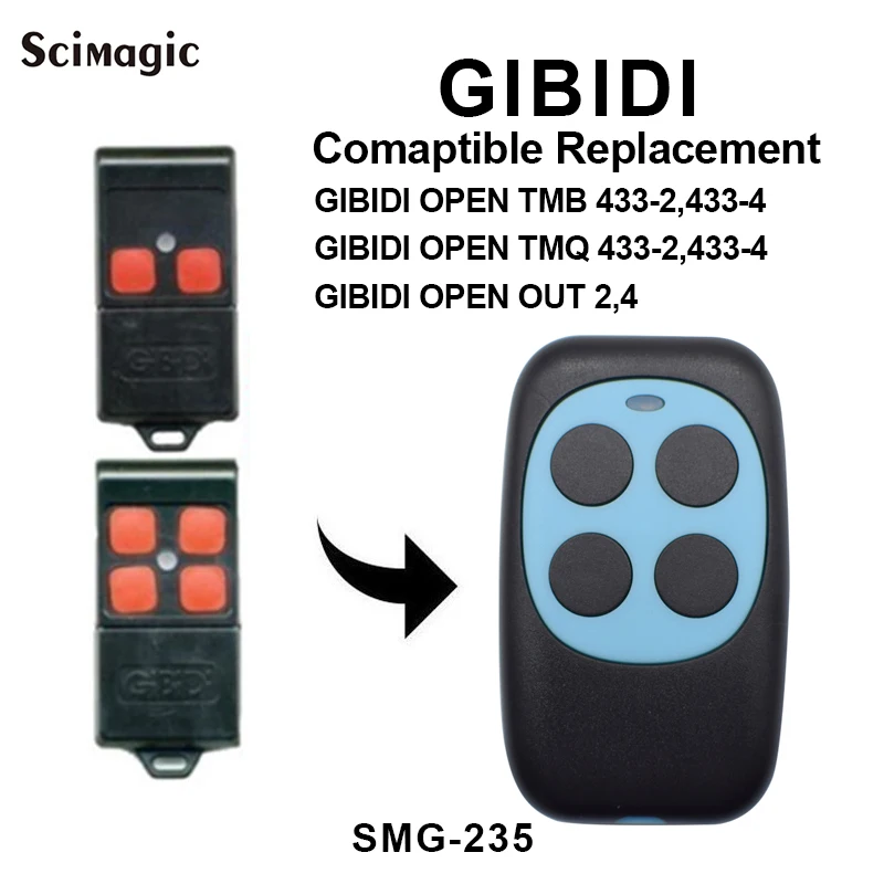 

Garage Remote Control Compatible With GIBIDI OPEN TMB 433-2,433-4 / OPEN TMQ 433-2,433-4 / OPEN OUT 2,4 433mhz Fixed Code Keyfob