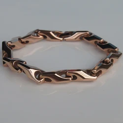 8.5mm width  86g Men jewelry classic bike chain heavy hi-tech rose gold plating tungsten bracelet