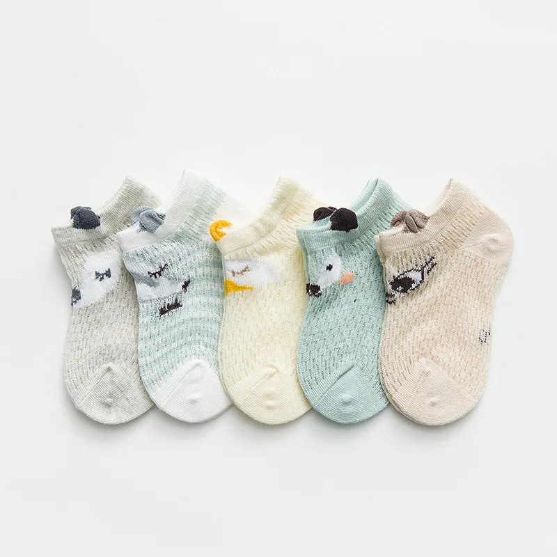 5Pairs/lot 0-24M Newborn Baby Boys Girls Socks Cartoon Cotton Baby Socks for Girls Infant Toddler Summer Mesh Thin Accessories