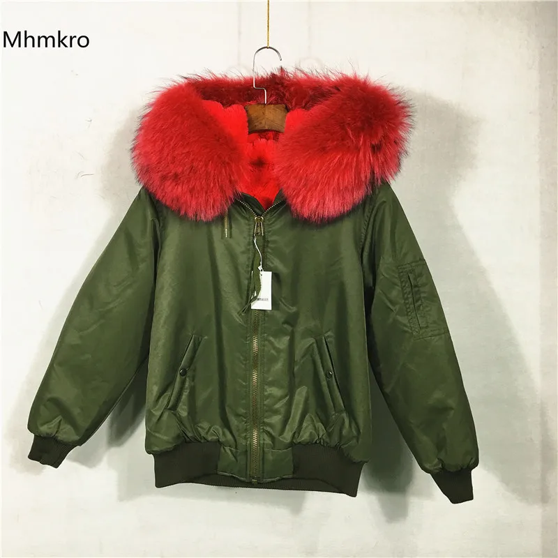 

Beautiful Embroidery Pattern Short Jacket Red Faux Fur Lined Bomber Jacket Women Plus Size Coat