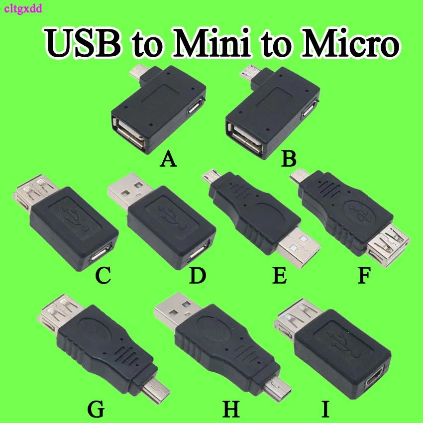 cltgxdd Micro Mini USB 2.0 Female to Male Power Supply Port 90 Degree Right Angled mini V3 V8 USB OTG Adapters