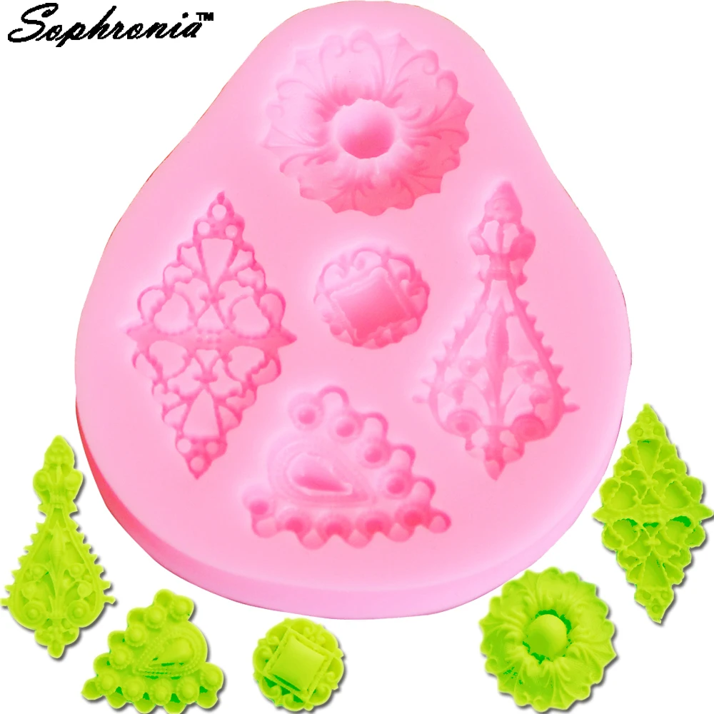 

10PCS/SET Flowers Gem Fondant Molds Cake Mold Liquid Silicone Mould Cake Wedding Decorating DIY Cooking Tool M578,8.5*7.2*1cm