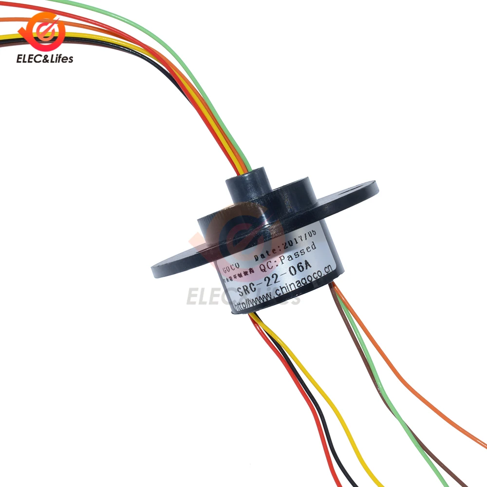 Dia 22mm 12.5mm 250RPM 300RPM 6 way 6 Wires Conductive Capsule Slip Ring CIRCUITSx2A AC 220V 240V For Monitor Robotic