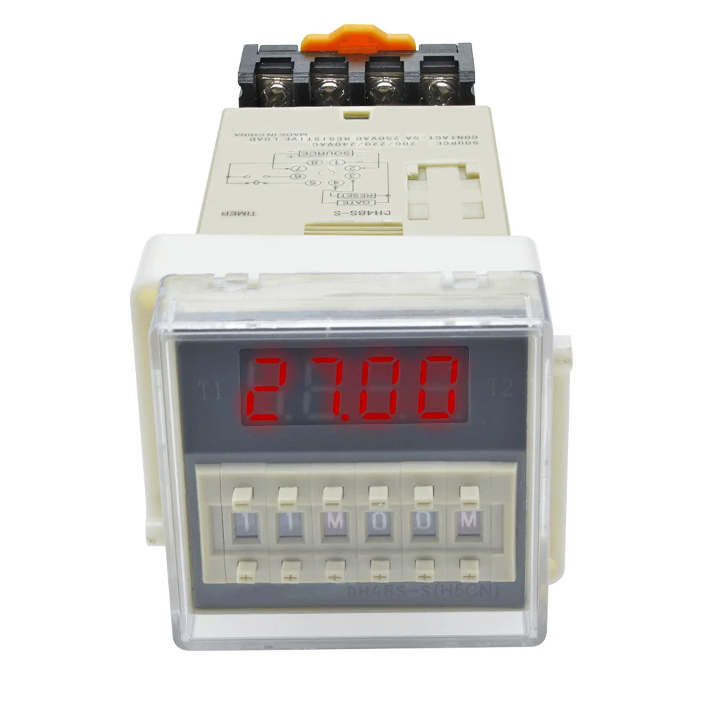 DH48S-S Programmable Double Time Delay Relay Socket cycle Timer Base Voltage DC 12V / DC 24V / AC 110V / AC 220V 5A