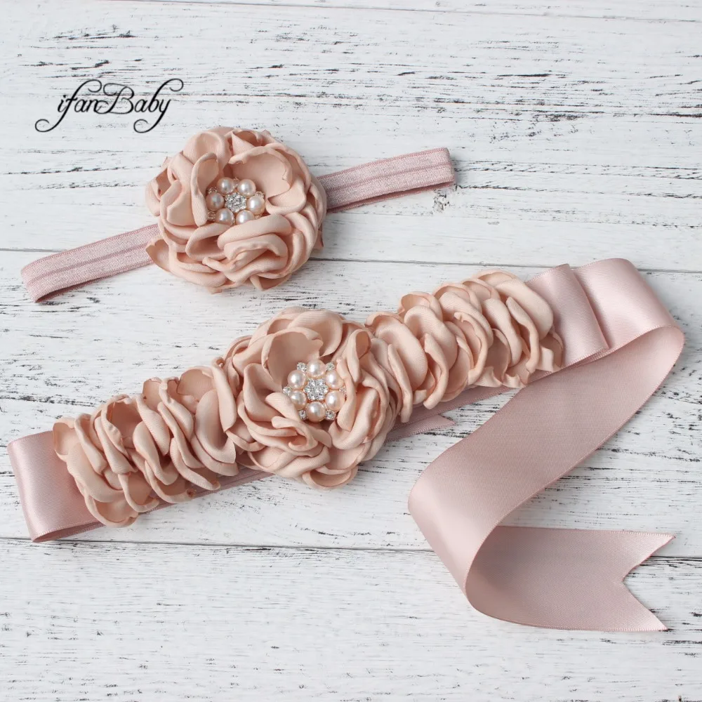 Fashion Belt ,flower Sash,Girl Woman Sash Belt Wedding Sashes matching  burned fabric flower headband 5colors 20pcs