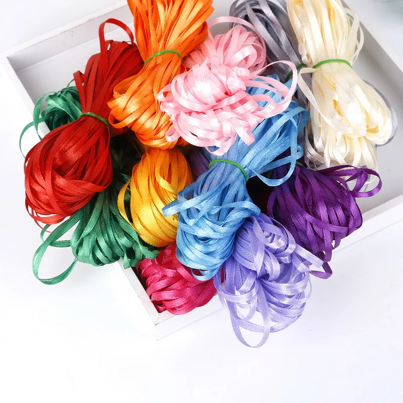 25 Yards 3 mm Width Handmade DIY Material Silk Satin Ribbon For Arts Crafts Sewing Christmas Wedding Party Decoration Gift Wrap