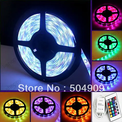 5M RGB Color Changing Flash 150-LED Light Strip Bar Roll Soft Flexible String SMD5050 Waterproof + IR Remote Control