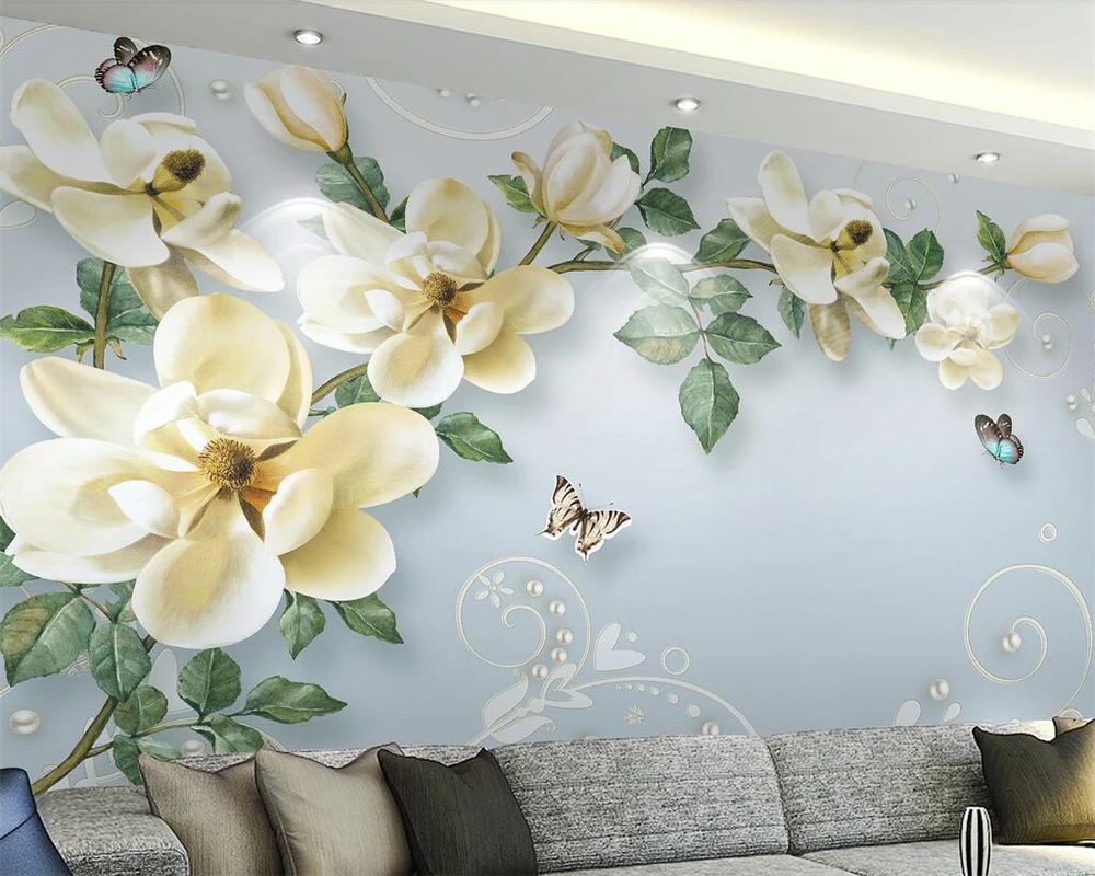 

Beibehang Custom wallpaper home decor hand-painted oil painting flower European TV sofa background walls murals 3d wallpaper