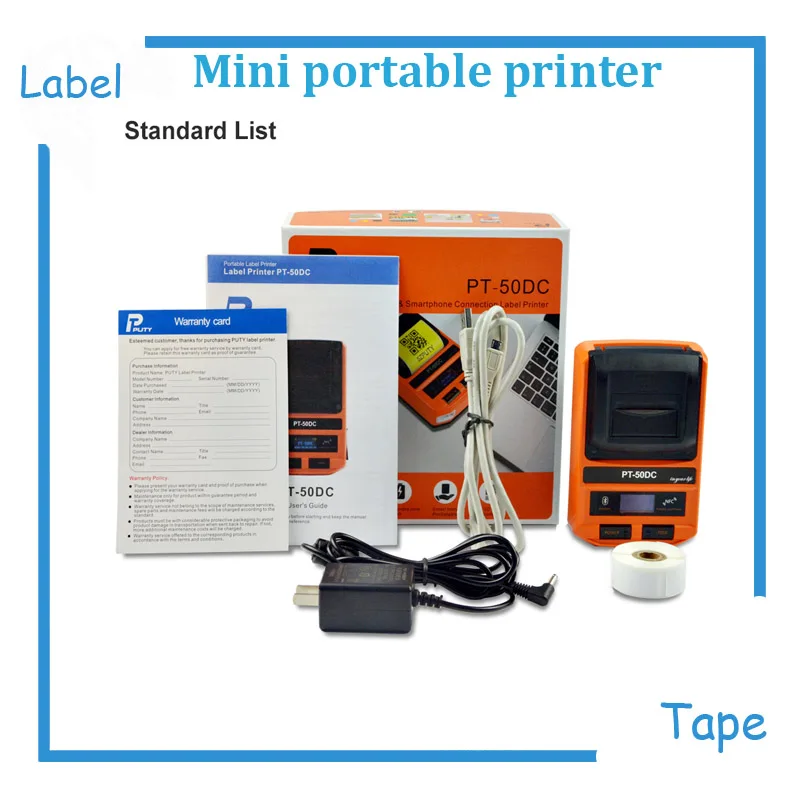 PT-50DC Cable Label printer Phone WIFI Remote Wireless Connection Printers Thermal Printers for F-type, T-type, flat cable mark