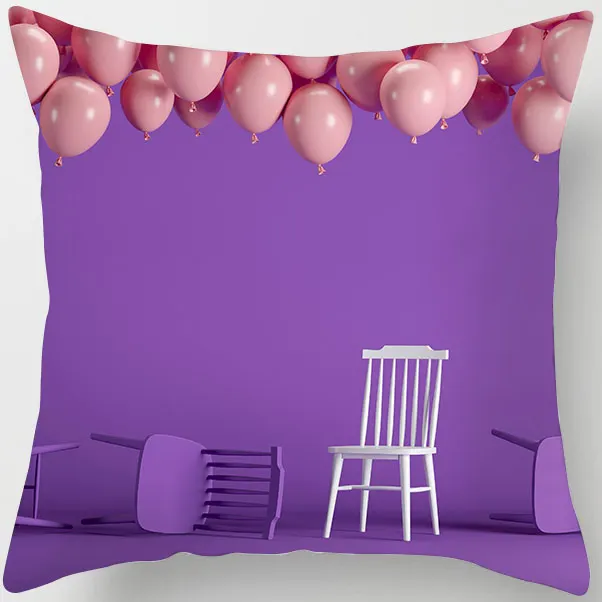 Houspace Cushion Cover Colorful Balloon Creative Pictures Polyester Peach Skin pillow cover sofa bed car room Home Decorative